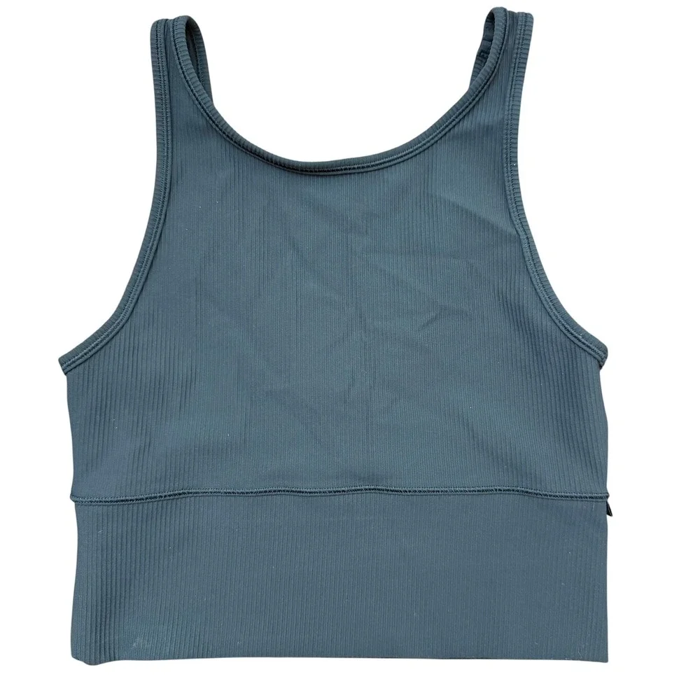 Lululemon Ribbed Longline Bra Tank Black 6 Small Wireless V Neck Crop Top